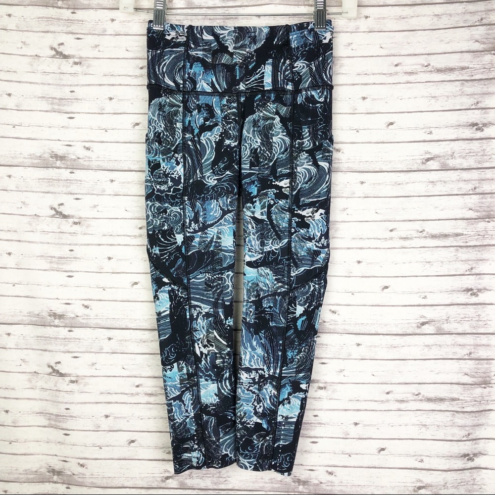 Lululemon Fast & Free Crop II Eternal Wave Starlight Black Nulux Leggings